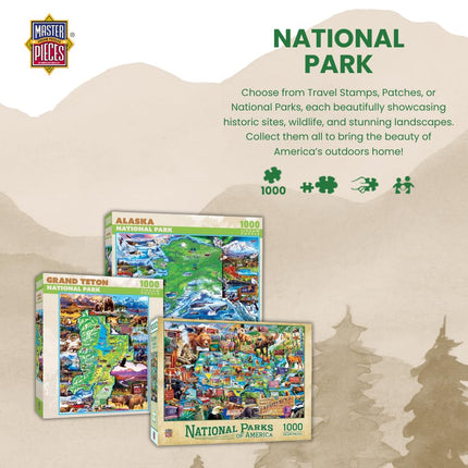 MasterPieces 1000 Piece Jigsaw Puzzle for Adults - Yellowstone National Park Map - 19.25"x26.75" - National Parks Collection - Challenging Puzzle for Adults and Family