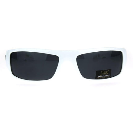 Locs Mad Dog Hardcore Gangster Cholo Narrow Rectangular Sunglasses, White, One Size