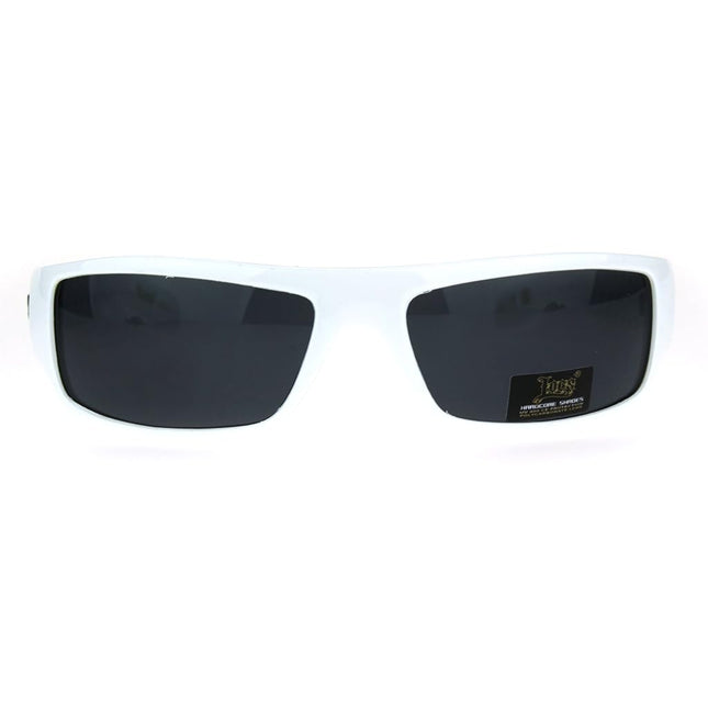 Locs Mad Dog Hardcore Gangster Cholo Narrow Rectangular Sunglasses, White, One Size