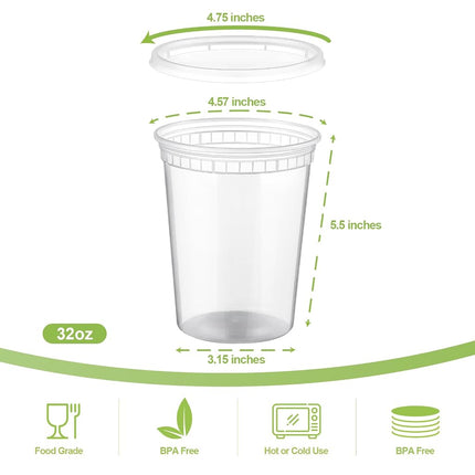 AOZITA 40 Sets 32 oz Plastic Deli Food Containers With Lids, Airtight Food Storage Containers, Freezer/Dishwasher/Microwave Safe, Soup Containers For Takeout Meal Prep Storage