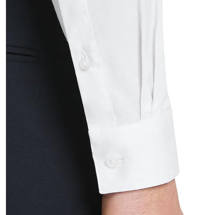 Van Heusen Men's Dress Shirt Slim Fit Flex Collar Stretch Solid, White, 17" Neck 32"-33" Sleeve