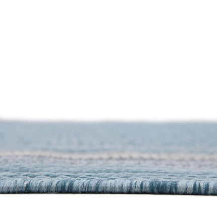 Unique Loom Outdoor Collection Casual Solid Border Indoor and Outdoor Transitional Aquamarine Area Rug (7' x 10')