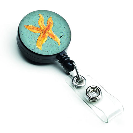 Porta Credencial Retráctil Starfish on Teal de Caroline's Treasures, Multicolor (8527BR)
