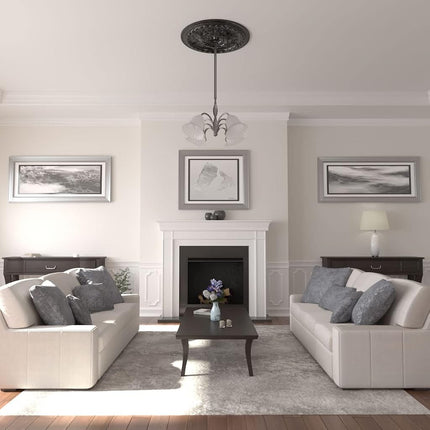 Ekena Millwork CM38OSBPS 38 3/8"OD x 2 7/8"P Oslo Ceiling Medallion Fits Canopies Up to 7 5/8", Black Pearl
