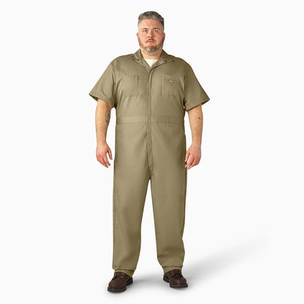 Dickies Overol de Manga Corta para Hombre, Caqui, 3X-Grande Alto