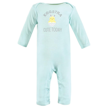 Hudson Baby baby-girls Cotton Coveralls, Eggstra Cute, 3-6 Months