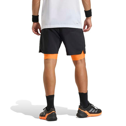 adidas Men's Club Tennis Climacool 2IN1 Shorts, Black/Pure Orange, XS