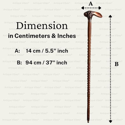 Brass Handle Victorian Telescope Foldable Wooden Walking Stick Cane Ideal Vintage Gift Men Women Father/Mother (Rabbit Copper Finish)