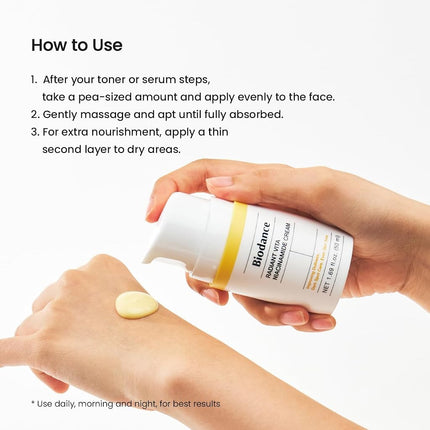 BIODANCE Radiant Vita Niacinamide Cream, Brightening, Dark Spot Correcting Facial Moisturizer, Korean Skin Care | Gifts for women | 1.69 fl.oz, 50ml