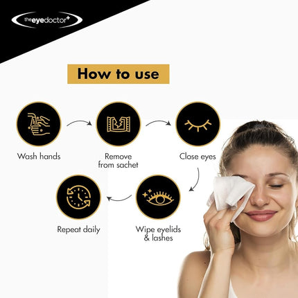 Eye Doctor Eyelid Wipes, 40 Sterile Eye Wipes for Dry Sensitive Eyes, Large