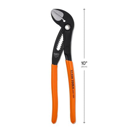 Klein Tools D50510BS 10 Inch Straight Pump Pliers, Adjustable Pliers, Durable Hand Tool with Serrated Teeth