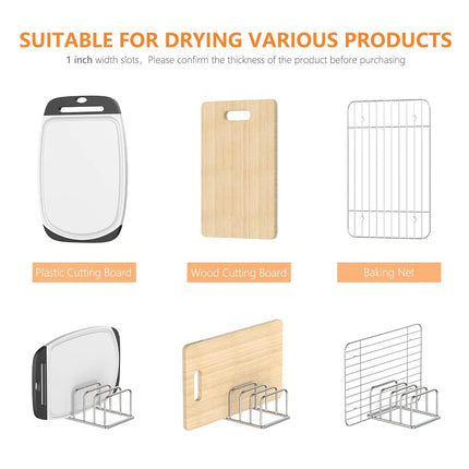 KORRTFID Cutting Board Holder, 2PSC Cutting Board Organizer Rack, 304 Stainless Steel Cookie Sheet Baking Pan and Tray Organizer for Kitchen Cabinet and Pantry Storage (1.0 Inch Width Slots)