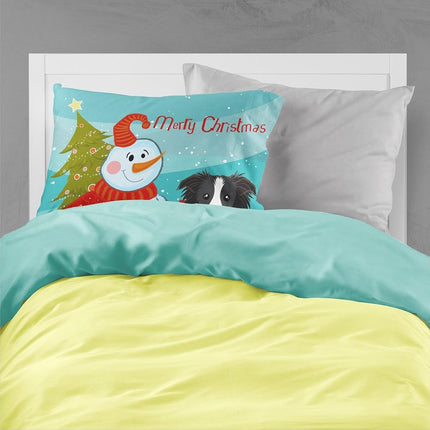 Caroline's Treasures BB1861PILLOWCASE Funda de almohada estándar de tela de hombre de nieve con Border Collie, grande, multicolor