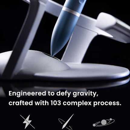 novium Hoverpen Interstellar Edition - Futuristic Luxury Pen Made With Aerospace Alloys, Unique Aesthetic, Free Spinning Executive Pen, Birthday Gifts for Men & Women (Neptune Blue, Basic)