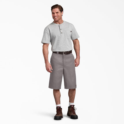 Dickies Mens Loose Fit Flat Front Work Shorts, Silver, 42 Regular