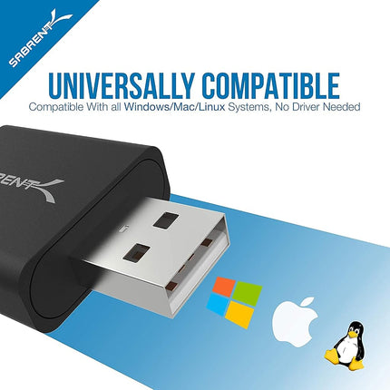Sabrent Aluminum USB External Stereo Sound Adapter for Windows and Mac. Plug and play No drivers Needed [Black] (AU-EMCB)