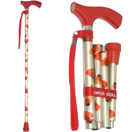 Switch Sticks Folding Walking Stick Cane, Poppies