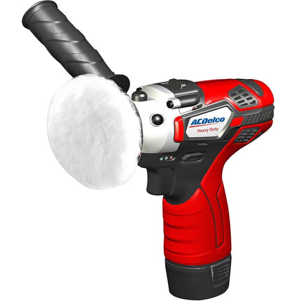 ACDelco Mini Pulidora Inalámbrica Juego de Herramientas 2 Velocidades 12V Almohadilla de 3", Juego con 2 Baterías de Ion de Litio, Cargador y Kit de Accesorios, Serie G12 ARS1214