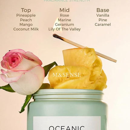 M&SENSE Candle Ocean Breeze Scented, 19.4oz 110 Hour Long Lasting Aromatherapy Candle, 2 Wick Pineapple & Mango Scented Natural Soy Candles for Home Scented, Stress ReliefCandle for Women/Men