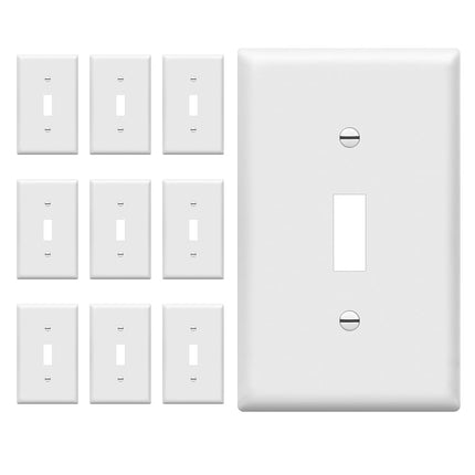 ENERLITES Oversized Toggle Light Switch Wall Plate, Gloss Finish, Jumbo Light Switch Cover, Oversize 1-Gang 5.5" x 3.5", Unbreakable Polycarbonate Thermoplastic, 8811O-W-10PCS, White, 10 Pack