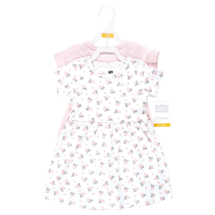 Hudson Baby Baby Girls' Cotton Dresses, Tiny Pink Flower, 3-6 Months