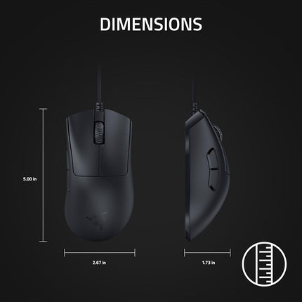 RAZER DeathAdder V3 Wired Gaming Mouse: 59g Ultra Lightweight - Focus Pro 30K Optical Sensor Fast Switches Gen-3 8K Hz HyperPolling 6 Programmable Buttons Ergonomic Speedflex Cable Black