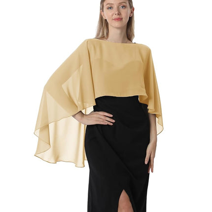 Chemisettes Hotshawl pour femmes, étoles et châles en mousseline de soie pour robe de soirée, capes de mariage, cache-épaules, Or, Taille unique