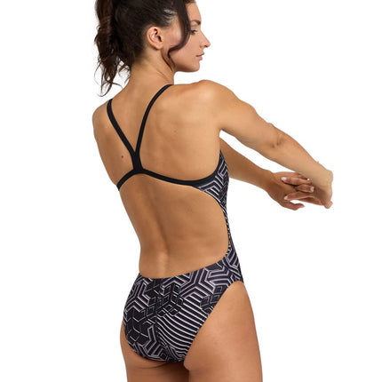 Arena Girl's Kikko One Piece Swimsuit, Black/Black Multi, 128