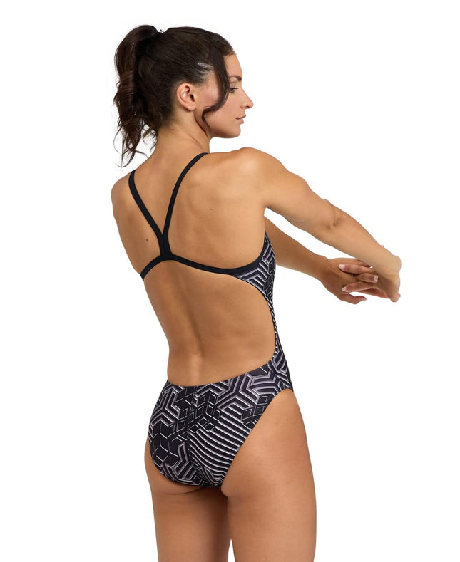 Arena Girl's Kikko One Piece Swimsuit, Black/Black Multi, 128
