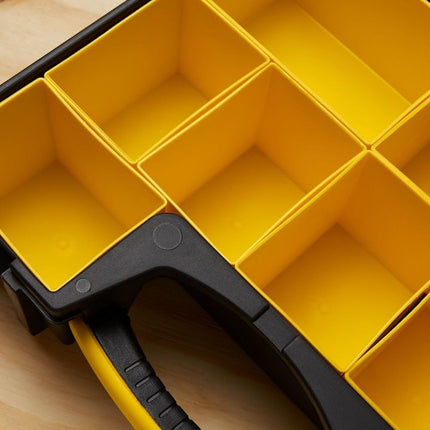 Stanley Stst14710 Organizador de Piezas Pequeñas de 10 Compartimentos, Negro/Amarillo