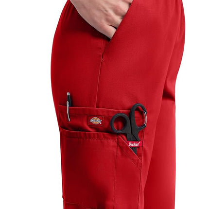 Dickies EDS Signature Women Scrubs Pant Natural Rise Tapered Leg Pull-on 86106, Red, S
