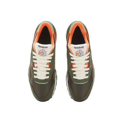 Reebok Men's Classic Nylon Sneaker, Hunter Green/Pump Orange/Vintage Chalk, 3 UK