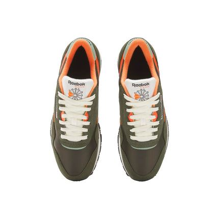 Reebok Men's Classic Nylon Sneaker, Hunter Green/Pump Orange/Vintage Chalk, 3 UK