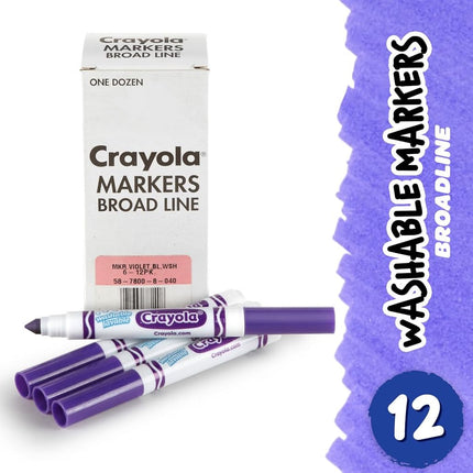 Crayola Washable Broad Line Markers - Violet Purple (12ct), Bulk Markers for Classrooms & Teachers