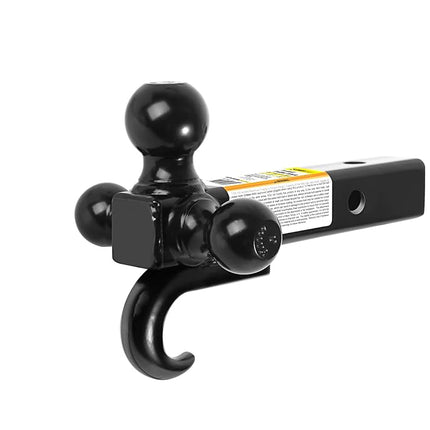 MAXXHAUL 50231 Triple Ball Mount with Hook 1-7/8”, 2”, and 2-5/16” Balls Hollow Shank 10000 lbs Capacity fits 2” Receivers Class III and IV Black