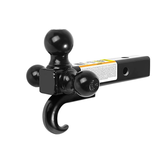 MAXXHAUL 50231 Triple Ball Mount with Hook 1-7/8”, 2”, and 2-5/16” Balls Hollow Shank 10000 lbs Capacity fits 2” Receivers Class III and IV Black
