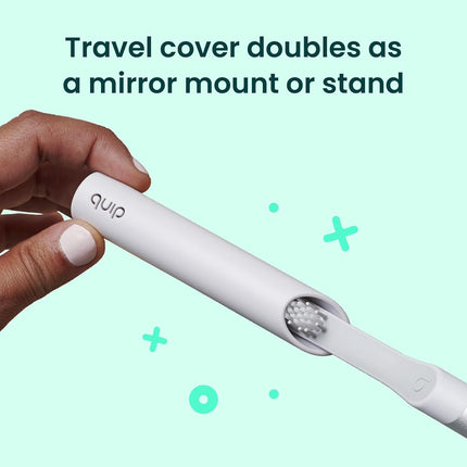 quip Electric Toothbrush for Adult - Sonic Toothbrush with Travel Cover and Mirror Holder, Soft Bristles, Timer and Metal Handle - Slate