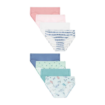 Culottes hipster Hanes pour filles, 8 paires, culottes Pure Comfort, culottes en coton biologique, bleu/rayures/rose/blanc, bleu/rayures/rose/blanc, 2-3T