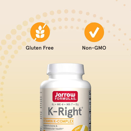 Jarrow Formulas K-Right, Promotes Bone & Cardiovascular Health, Vitamin K-Complex, 60 Softgels