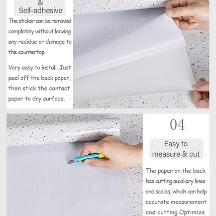MelunMer Glossy Marble Contact Paper for Countertops Peel and Stick Wallpaper for Kitchen Waterproof Granite White Marble Sticker Self Adhesive Removable Wallpaper 591”×15.7” Easy to Install & Clean