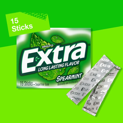 Wrigleys Extra Spearmint Sugarfree Chewing Gum Box Of 10 x 15 Stick Packs