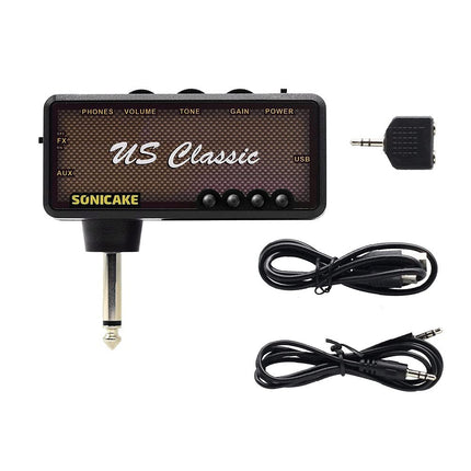 SONICAKE US Classic Plug-In USB Chargable Portable Pocket Guitar Headphone Amp Carry-On Bedroom Effects