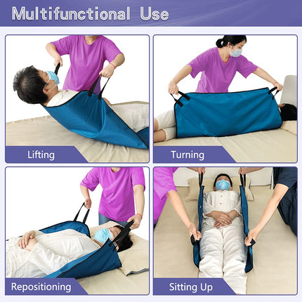 Positioning Pad Draw Sheet Lift Patient Transfer Board Sliding Hospital Bed Mat Protective Underpads with Handles for Incontinence, Bariatric, Elderly - Reusable & Washable (39" X 36")