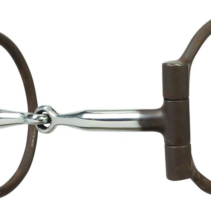 Weaver Leather 25-1905 All Purpose Offset Dee Bit with 5" Sweet Iron Snaffle Mouth & Copper Inlay, Antiqued