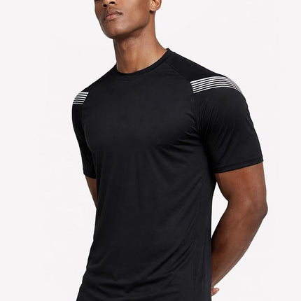 5 Pack Men’s Active Quick Dry Crew Neck T Shirts | Athletic Running Gym Workout Short Sleeve Tee Tops Bulk, Blacks, XXL
