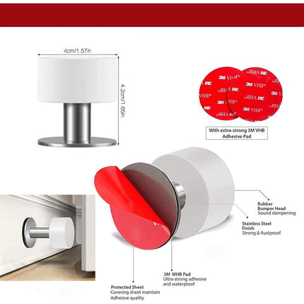 THYBDB Door Stoppers Wall Protector, 2pcs Wall Protectors from Door Knobs, Rubber Door Stop with Self Strong Adhesive, Door Bumpers for Home & Office Use（White Door Stopper）