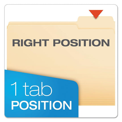 Pendaflex Essentials File Folders, Letter Size, 1/3 Cut, Position 3, Manila, 100 per Box (752 1/3-3)