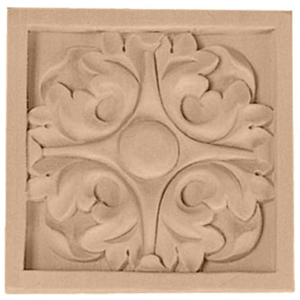 Ekena Millwork ROS03X03LFAL Medium Leaf Rosette, 3 1/2-Inch x 3 1/2-Inch x 3/4-Inch, Alder