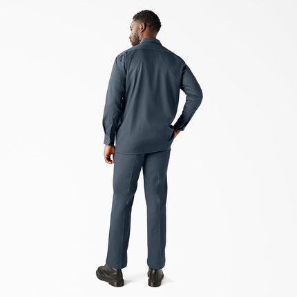 Camisa de trabajo Dickies de manga larga para hombre, azul aviador, talla extragrande