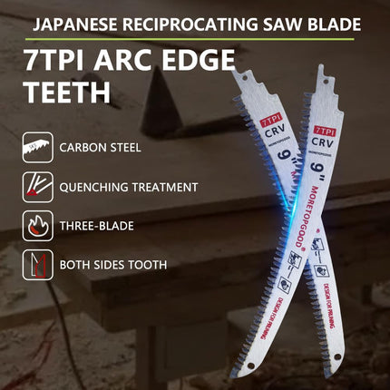 MORETOPGOOD 9” Arc Edge Reciprocating Saw Blade, 7TPI Japanese Teeth with Curved Edge Wood Pruning Saw Blades for Tree Trimming, Wood Cutting (3 Pack)